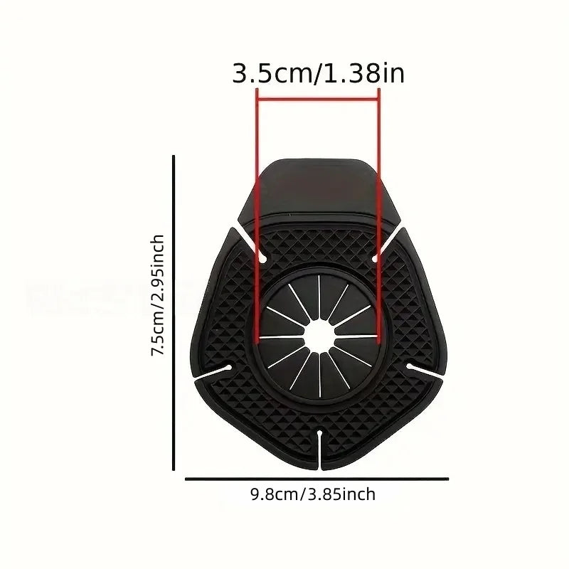A black wiper arm hole cover with dimensions 3.5cm by 7.5cm is shown.