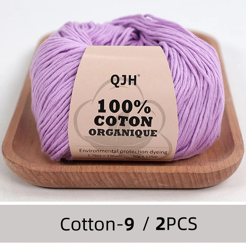 100% Organic Cotton Yarn for Knitting and Crocheting (2-Pack)