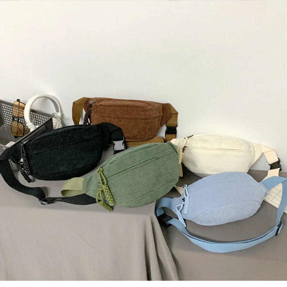 Corduroy Waist Pack for Women – Versatile Crossbody & Shoulder Bag