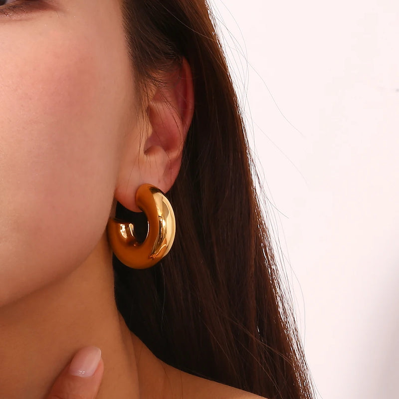 Chunky Gold Hoop Earrings