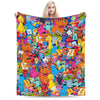 A colorful flannel throw blanket featuring characters from Sesame Street and Friends.