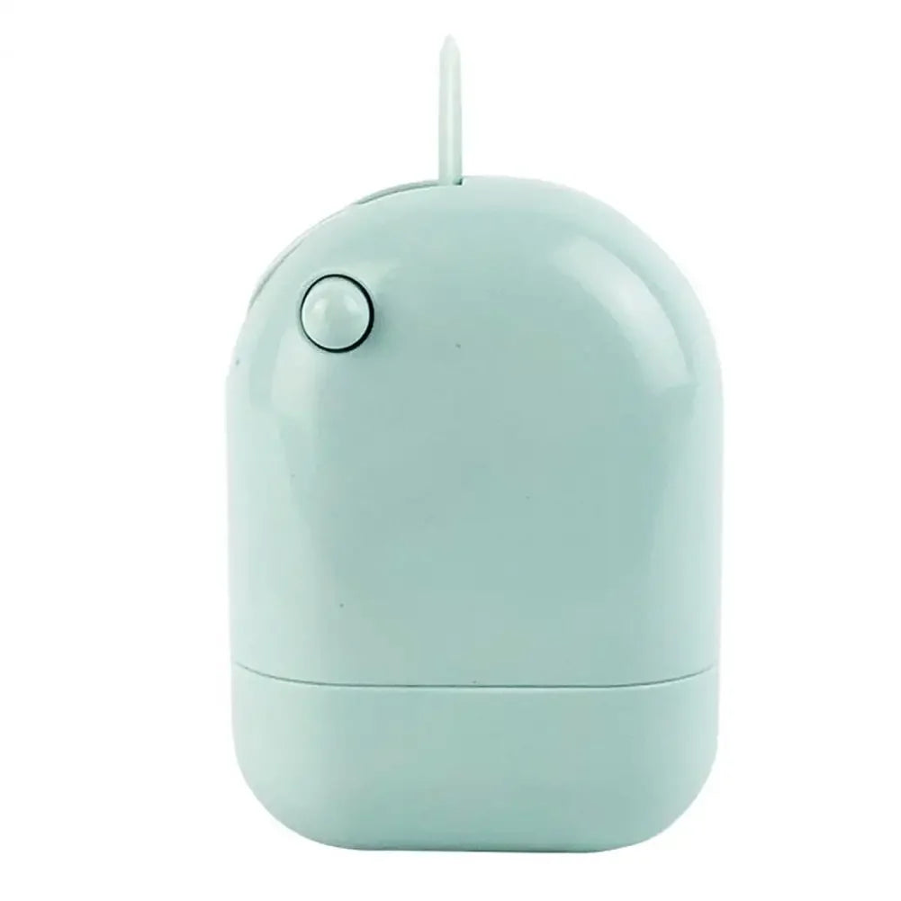 A light blue privacy protection roller stamp device with a cylindrical top and a smooth body.