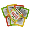 A stack of colorful cards for a truth or dare game featuring various themed challenges