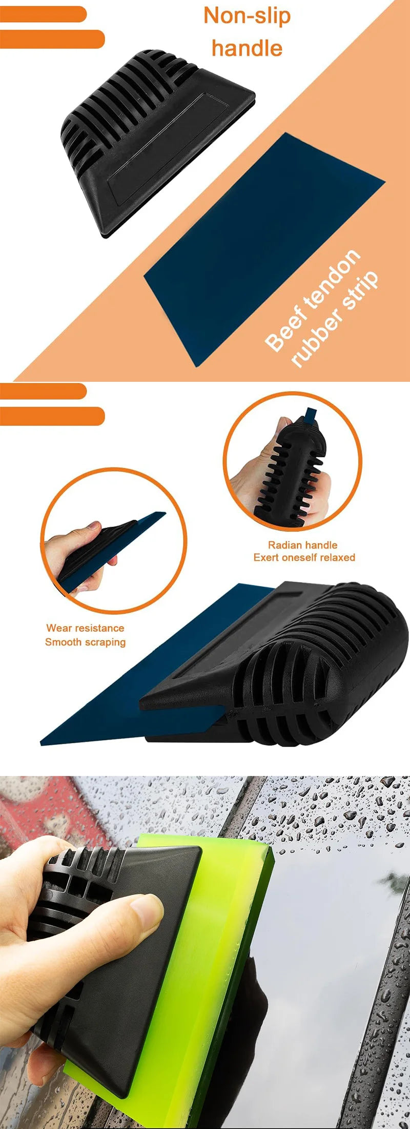 Non-Slip Rubber Squeegee for Window Tint and Vinyl Application