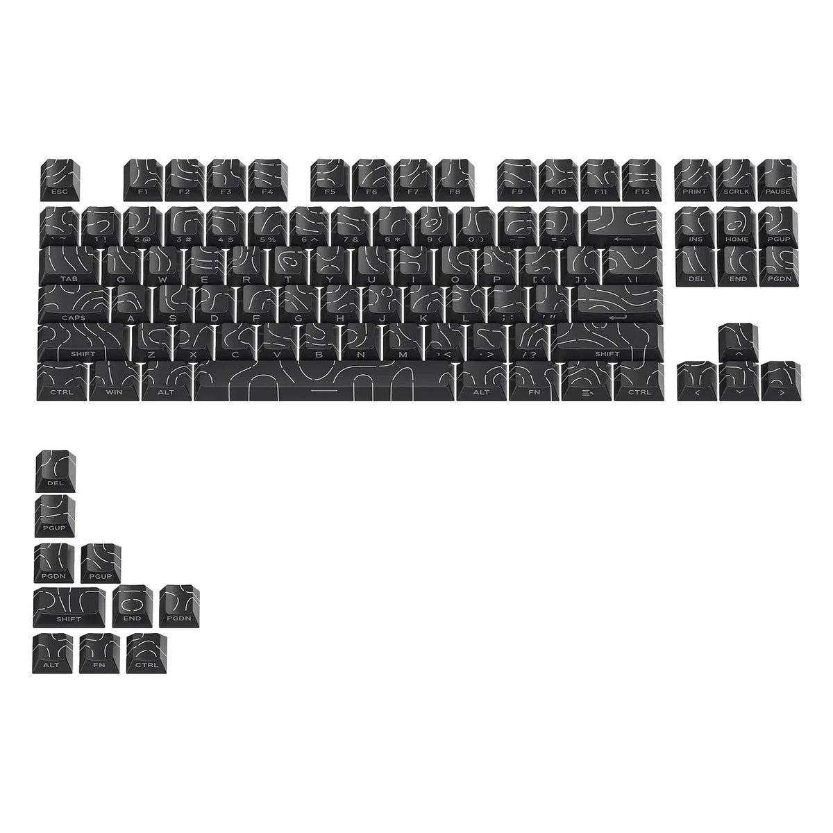Contour Lines Keycap Set - Cherry Profile PBT, Side-Lit for Mechanical Keyboards