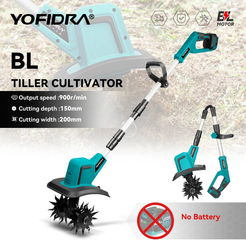 1500W Cordless Electric Garden Tiller & Cultivator
