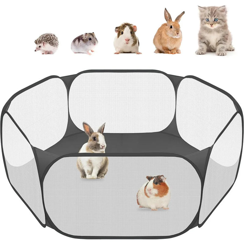 Valla de Juego Plegable y Portátil para Mascotas con Paneles Transparentes