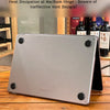 A silver MacBook is shown on a wooden table, illustrating proper heat dissipation design.