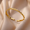 Adjustable Gold-Tone Stainless Steel Cuff Bracelet