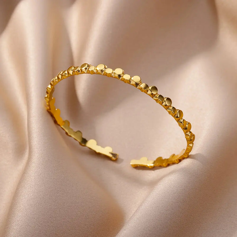 Adjustable Gold-Tone Stainless Steel Cuff Bracelet