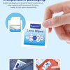 Individually wrapped lens cleaning wipes shown being held by a hand, demonstrating independent packaging.