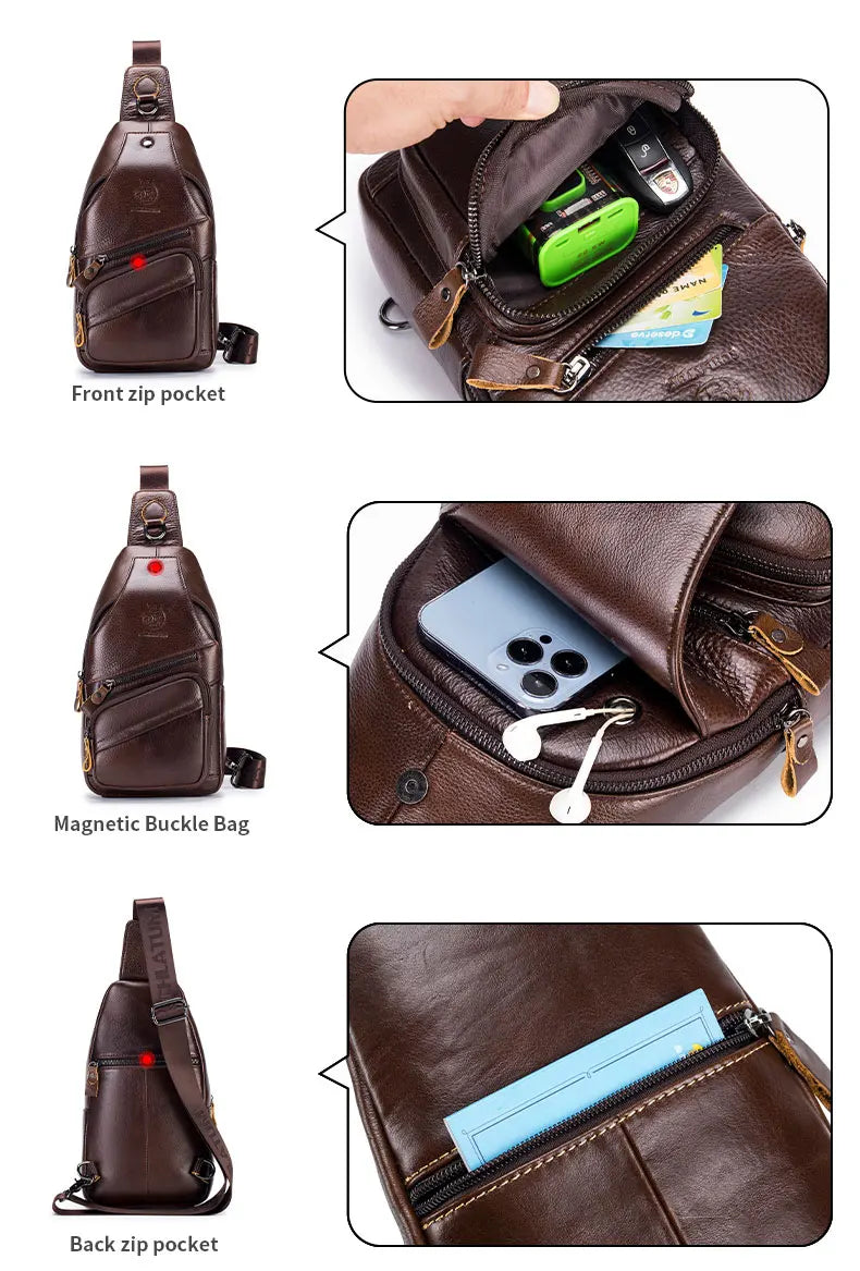 Vintage Genuine Leather Crossbody Bag for Men