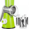 Multi-Function Rotary Cheese Grater with Suction Base and Round Mandoline Slicer