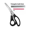 A pair of professional stainless steel pinking shears with a 4mm triangular tooth shown against a white background.