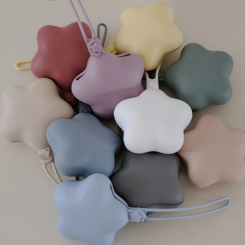 Star Silicone Pacifier Storage Box with Stroller Hanging Strap