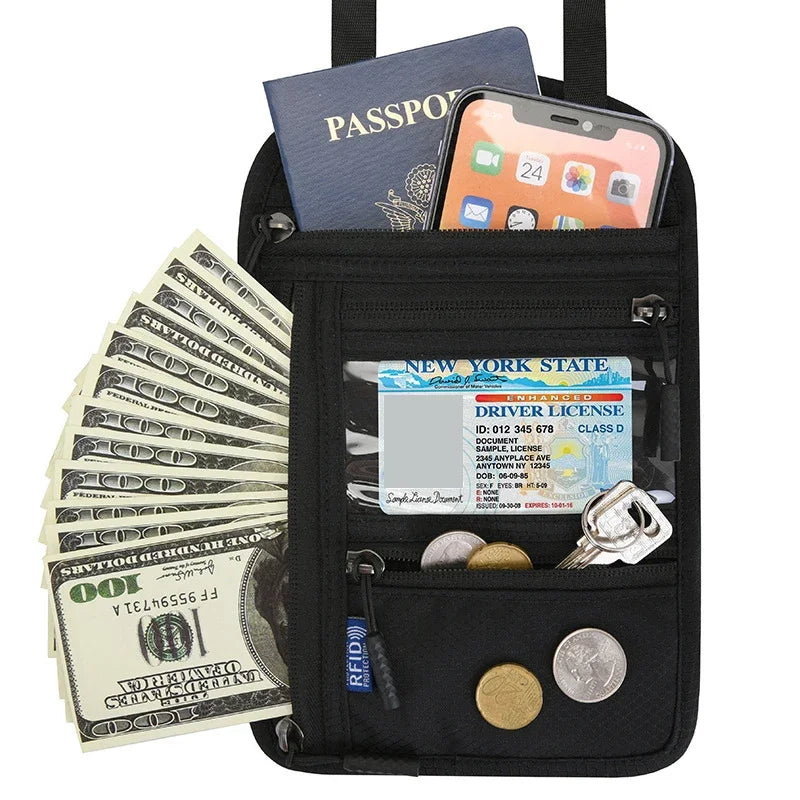 RFID Blocking Neck Wallet for Travel