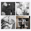 A collage showing children interacting with a dark cabinet and an open refrigerator, demonstrating child safety cabinet locks