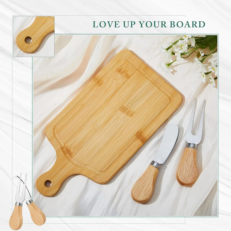Bamboo Charcuterie Board Set with Cheese Tools