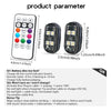 A product parameter sheet showing instructions and troubleshooting for rechargeable wireless LED strobe lights.
