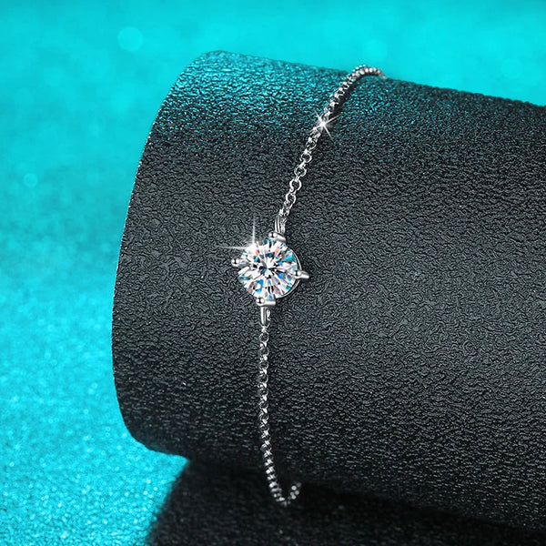 Classic Sterling Silver Moissanite Chain Bracelet