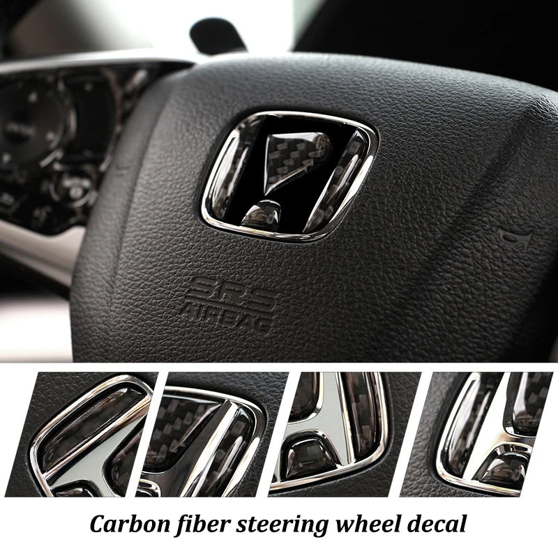 Carbon Fiber Steering Wheel Emblem Decals for Honda Models 2015-2022