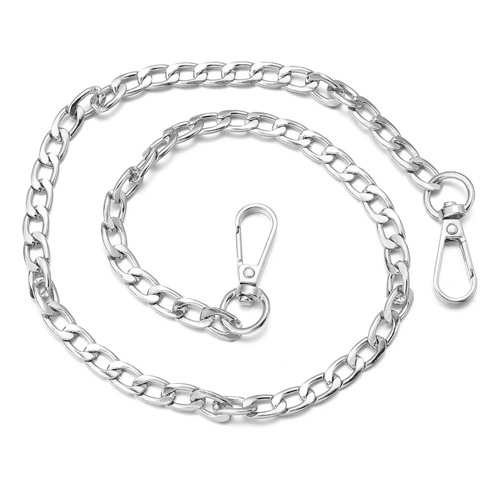 Silver adjustable metal chain link shoulder strap for bags