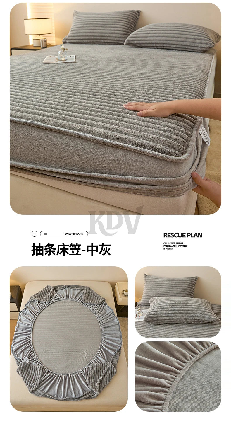 Plush Fitted Sheet Set with Pillowcases