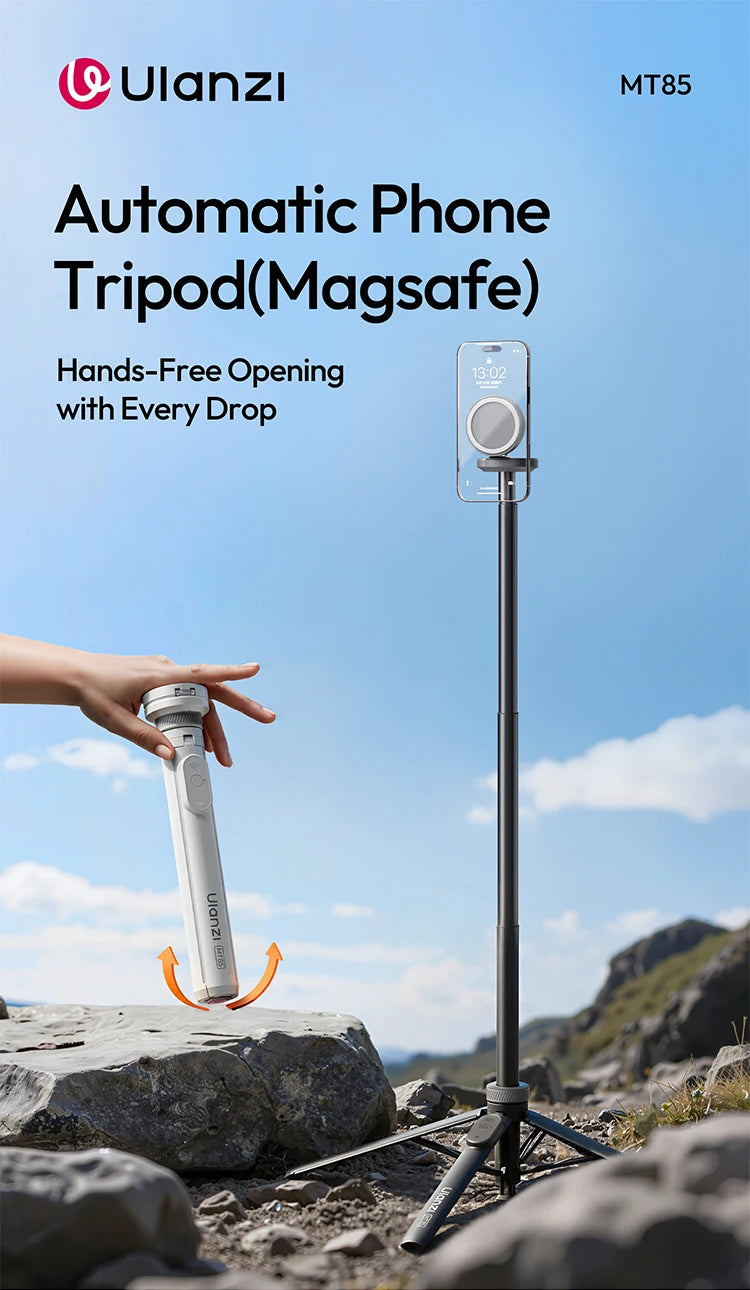 Portable Phone Tripod with Magnetic Mount and Wireless Remote