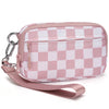 Checkered Zip-Around Wallet with Clear ID Window