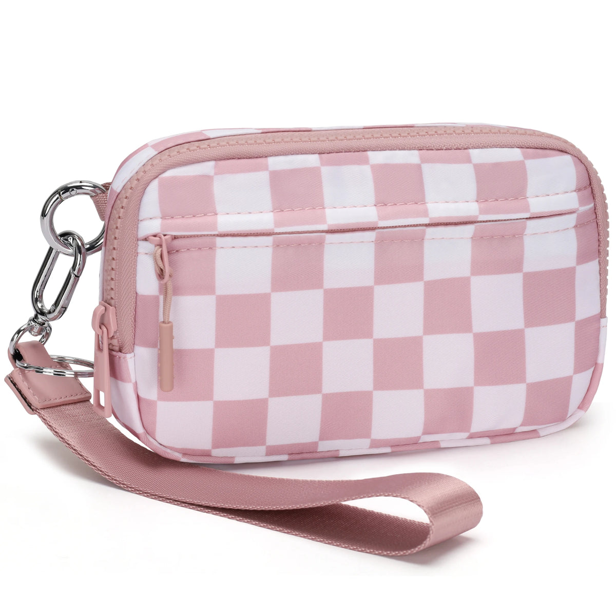 Checkered Zip-Around Wallet with Clear ID Window