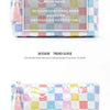 Large-Capacity Striped Cosmetic Bag with Contrasting Design
