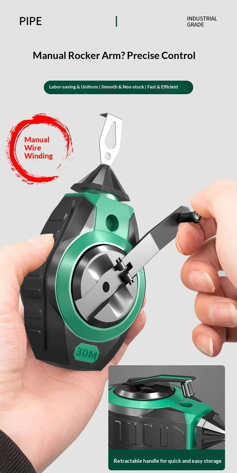 Chalk Line Reel with Quick Retraction for Precise Marking