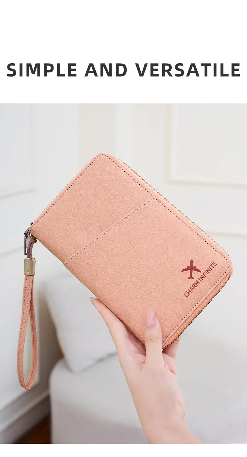 RFID Blocking Travel Passport Holder and Document Organizer