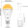 A white LED light bulb with a yellow dome and an E26 base, shown next to its remote control.