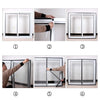 Six steps demonstrating the installation of a self-adhesive window screen mesh with a zipper for mosquito net protection.