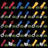 Assorted insulated wire crimp terminal kit showing various male and female connectors in red, blue, and yellow colors.