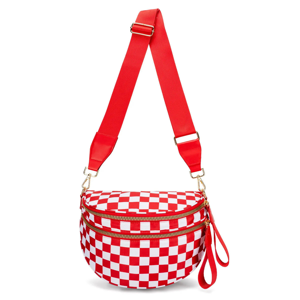 Women's Checkered Fanny Pack with Adjustable Crossbody Strap