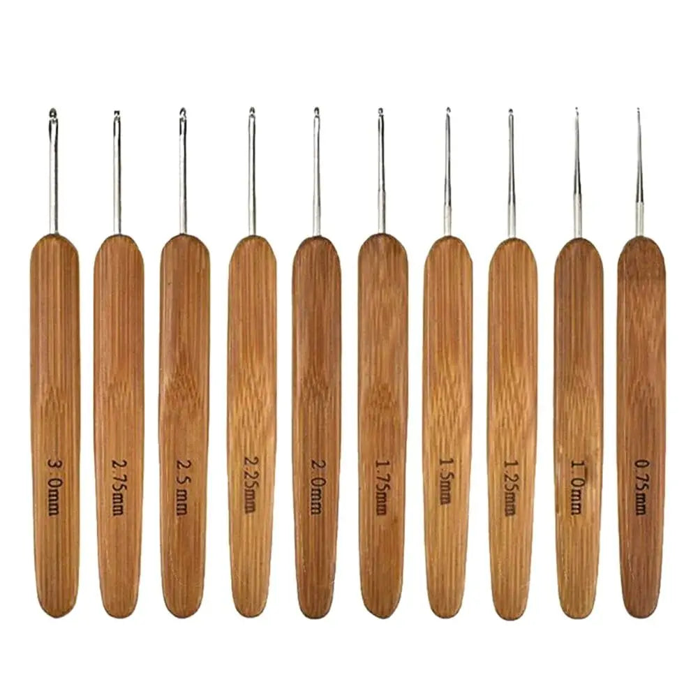 Bamboo Handle Crochet Hook Set with Ergonomic Grip