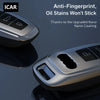 Close-up view of a titanium gray Audi key fob cover with an anti-fingerprint coating.