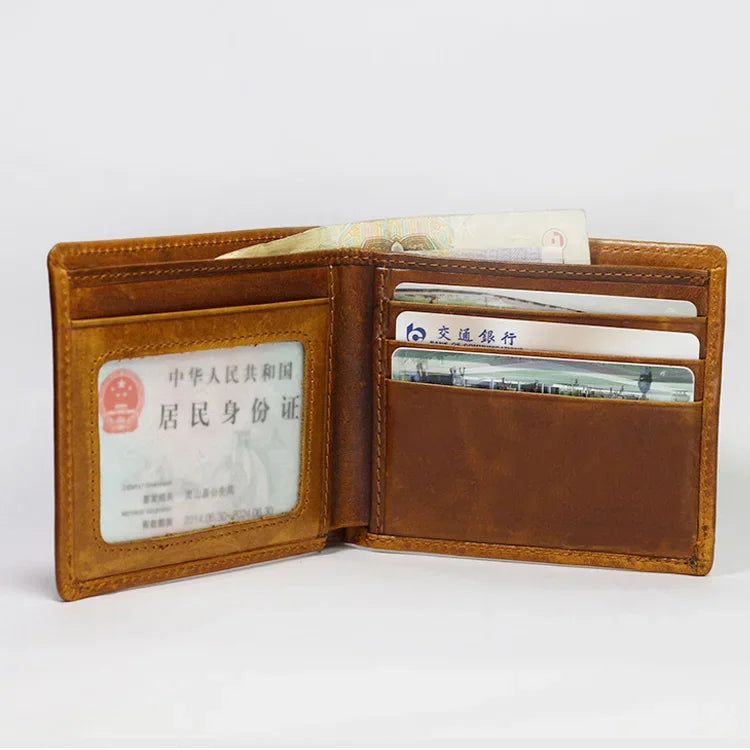 Portefeuille Bifold en Cuir de Vache Embossé Vintage