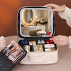 Travel Makeup Bag with USB-Powered LED Mirror