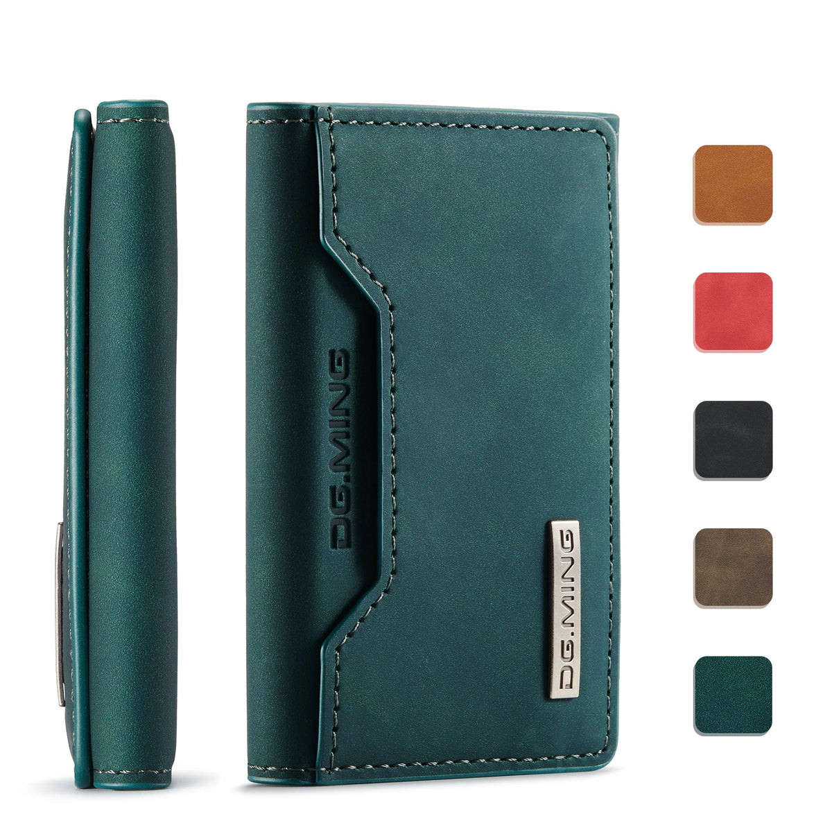 Vintage Leather Trifold Wallet with Magnetic Closure