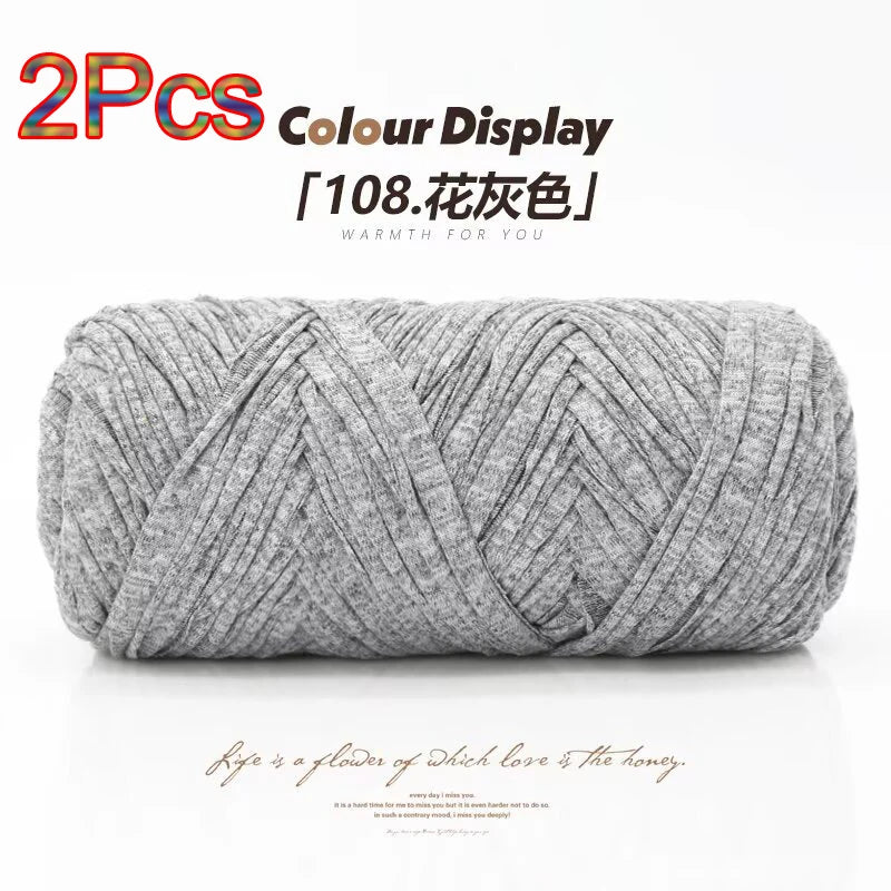 Elastic T-Shirt Yarn for Crochet and Knitting (2-Pack, 50m Each)