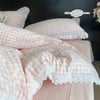 Lace Trim Plaid Duvet Cover Set with Pillowcases