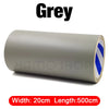 A grey roll of self-adhesive PU leather repair patch with dimensions 20cm wide and 500cm long.
