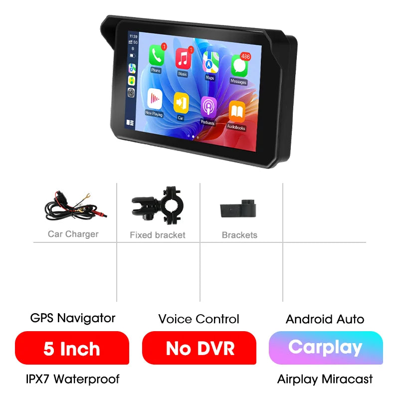 5/6.25 Inch Waterproof Motorcycle GPS with CarPlay and Android Auto