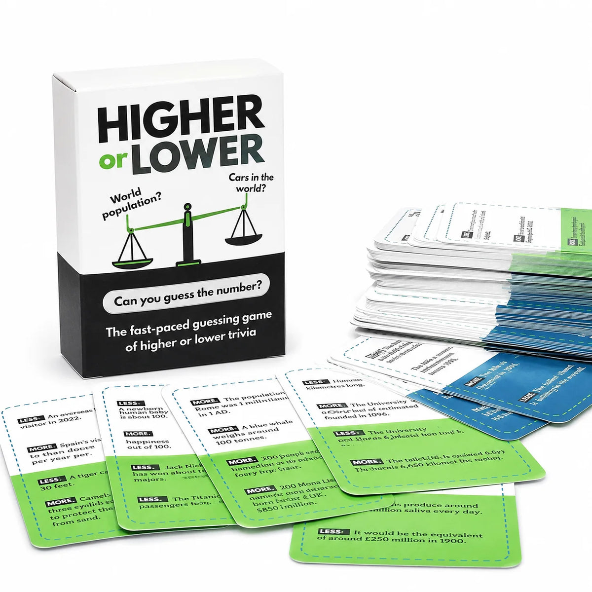 Higher or Lower Trivia Card Game - Fast-Paced Guessing Game for Groups