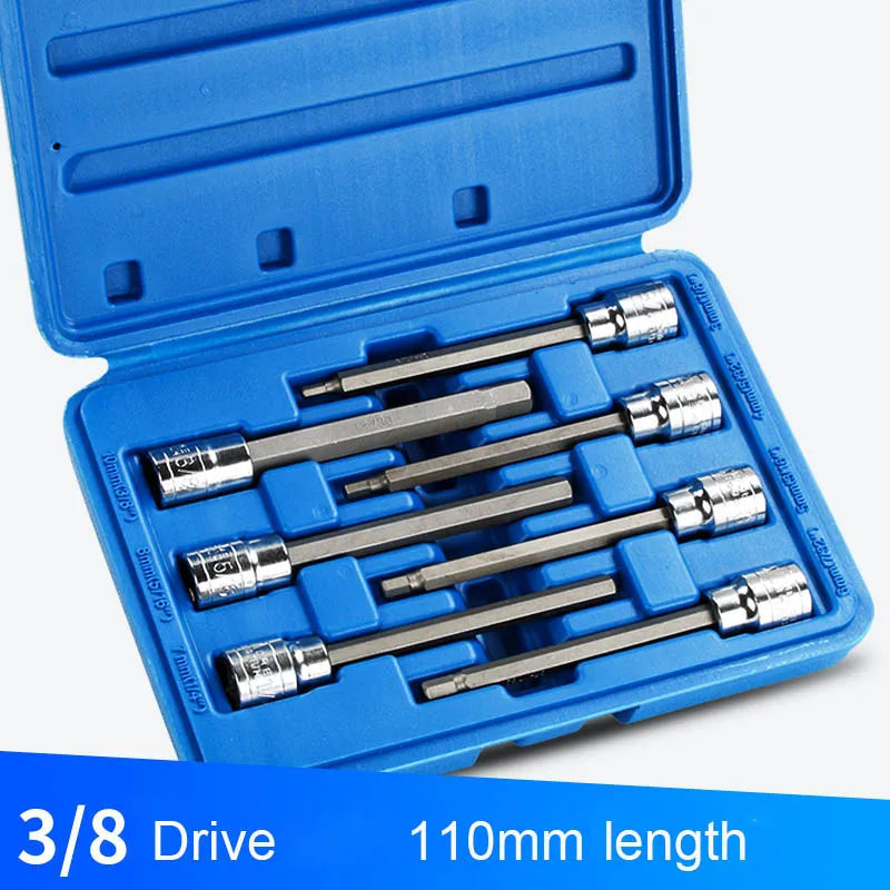 7-Piece Hex Bit Socket Set with 3/8" Square Drive