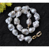 White Baroque Keshi Pearl Necklace with CZ Clasp