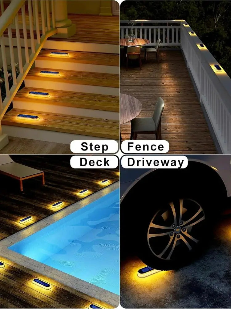 Solar Powered LED Step and Path Lights with Auto On/Off